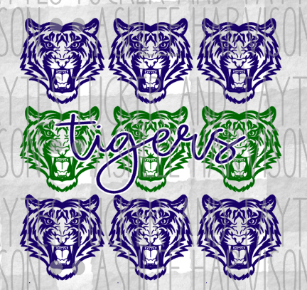 Multi Head Tiger - Navy/Green