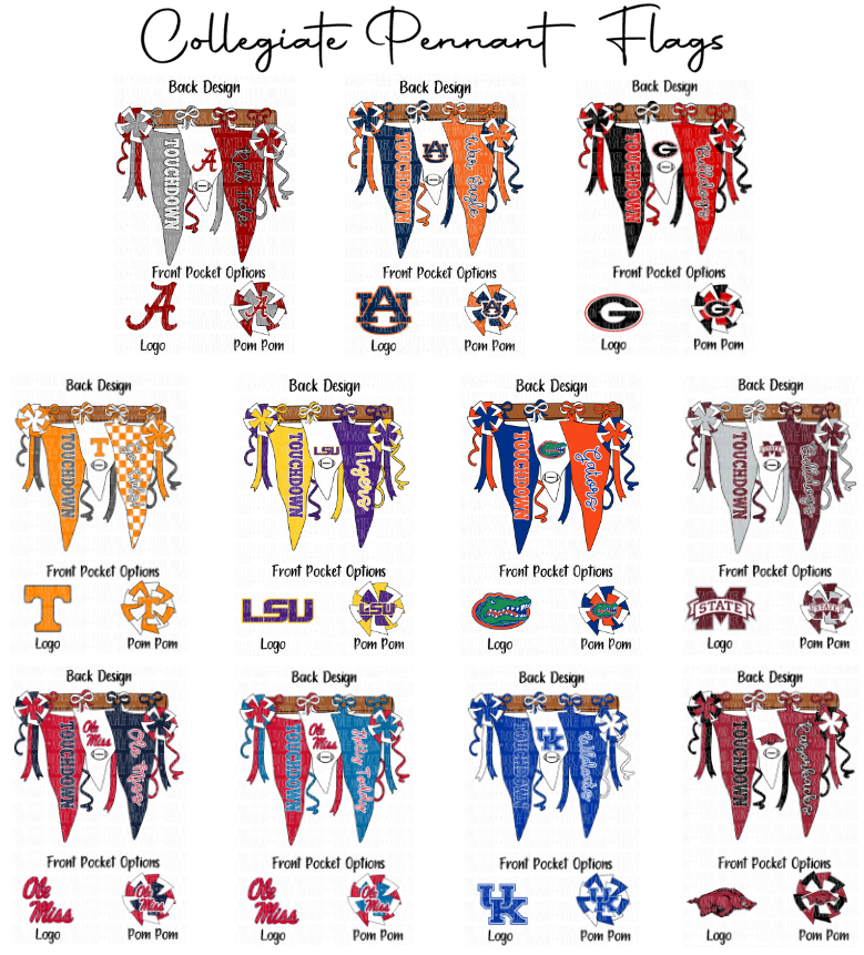 Collegiate Pennant Flags-Toddler Sizing **Toddler colors are limited