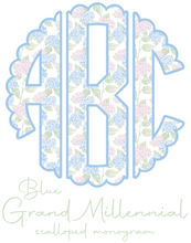 Load image into Gallery viewer, Grand Millennial Scalloped Monogram - Blue
