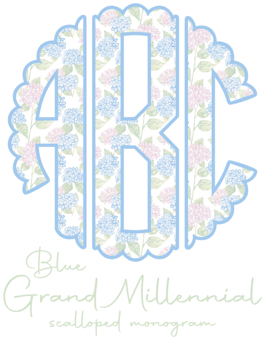 Grand Millennial Scalloped Monogram - Blue