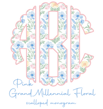 Load image into Gallery viewer, Grand Millennial Floral Scalloped Monogram - Pink
